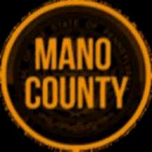 a logo for mano county is shown on a black background