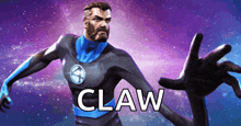 a cartoon of a superhero with the word claw above him