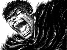 a black and white drawing of a man screaming