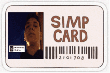 a simp card with a picture of a young man