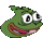 a pixel art of a frog with big eyes and a red mouth .