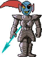 a pixel art drawing of a knight with a spear