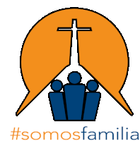 a logo for #somosfamilia with a cross and people