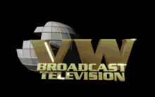 a logo for vw broadcast television with a globe in the background