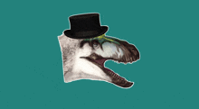 a dinosaur wearing a top hat on a green background