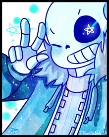 a drawing of a skeleton with a star in his eye