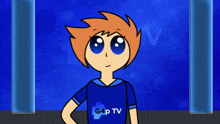 a cartoon girl wearing a shirt that says g4p tv