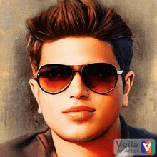 a painting of a young man wearing sunglasses by voila an artist