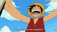 monkey d luffy from one piece says " otimo você vai ser meu companheiro ! "