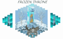 a poster for the movie frozen throne shows a tower in the middle of a snowy landscape