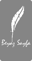 a white feather with the name beyaz sayfa written on it