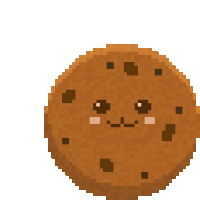 a pixel art of a cookie with a smiling face