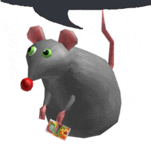 a cartoon mouse is holding a bag of chicken noodle soup