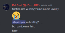 a screenshot of a discord conversation between dvi goat and epicopzz