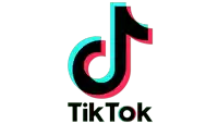 a tiktok logo on a white background with a red blue and white gradient