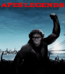 a poster for a movie called apes legends with a monkey on it