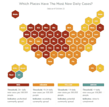 a map of the united states showing which places have the most daily cases