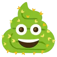 a cartoon illustration of a green poop with a face