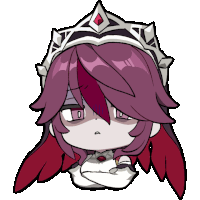 a cartoon drawing of a girl with purple hair and a crown on her head