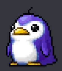 a pixel art penguin with a yellow beak