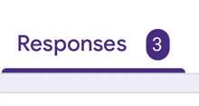 a purple and white sign that says " responses 3 "