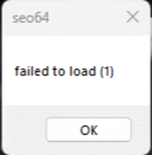 a failed to load error message with an ok button