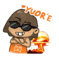 a cartoon character with sunglasses and the word yuor ' e on it