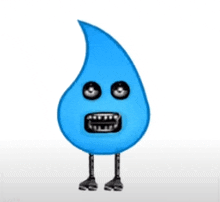 a blue cartoon character with a face and feet