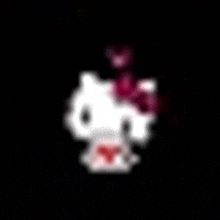 a pixel art of a hello kitty with a bow on her head .