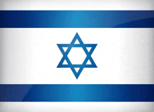 a blue and white flag with the star of david on it