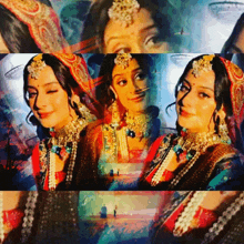 a collage of images of a woman in a traditional costume