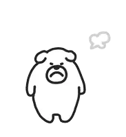 a black and white drawing of a teddy bear with an angry face