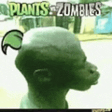 a statue of a man with a green leaf on his head is playing plants vs zombies .