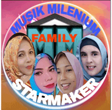 a logo for musik millenium family starmaker showing four women