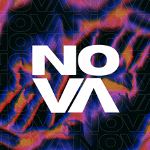 a colorful background with the word nova in white