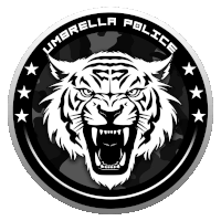 a logo for the umbrella police with a tiger