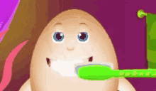 a pixel art of an egg brushing its teeth