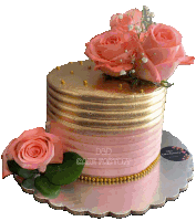 a cake from d & d cake factory with pink roses