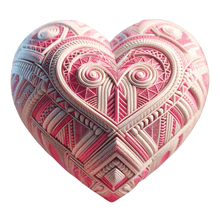 a pink and white heart with a geometric pattern