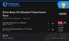 a fanduel sportsbook page shows the extra base hit double / triple / home run