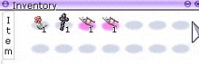 a screenshot of a video game 's inventory with a purple background