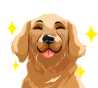 a cartoon drawing of a dog with its eyes closed and its tongue hanging out