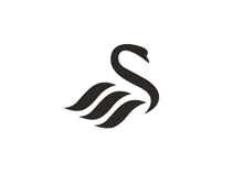 a black and white logo of a swan with a white background