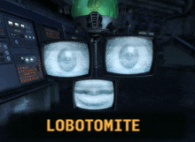 a poster for lobotomite shows a robot with a green head