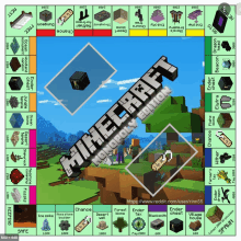 a board game called minecraft monopoly edition with a picture of minecraft on it