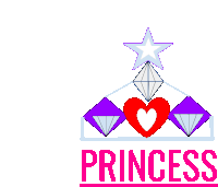 a princess logo with a heart and diamonds on it