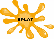 an orange splat with the word splat written on it