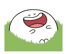 a cartoon drawing of a ball with a big smile on it 's face .