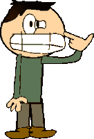 a pixel art drawing of a man with a big mouth making a funny face