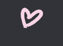 a pink heart is drawn on a black background .